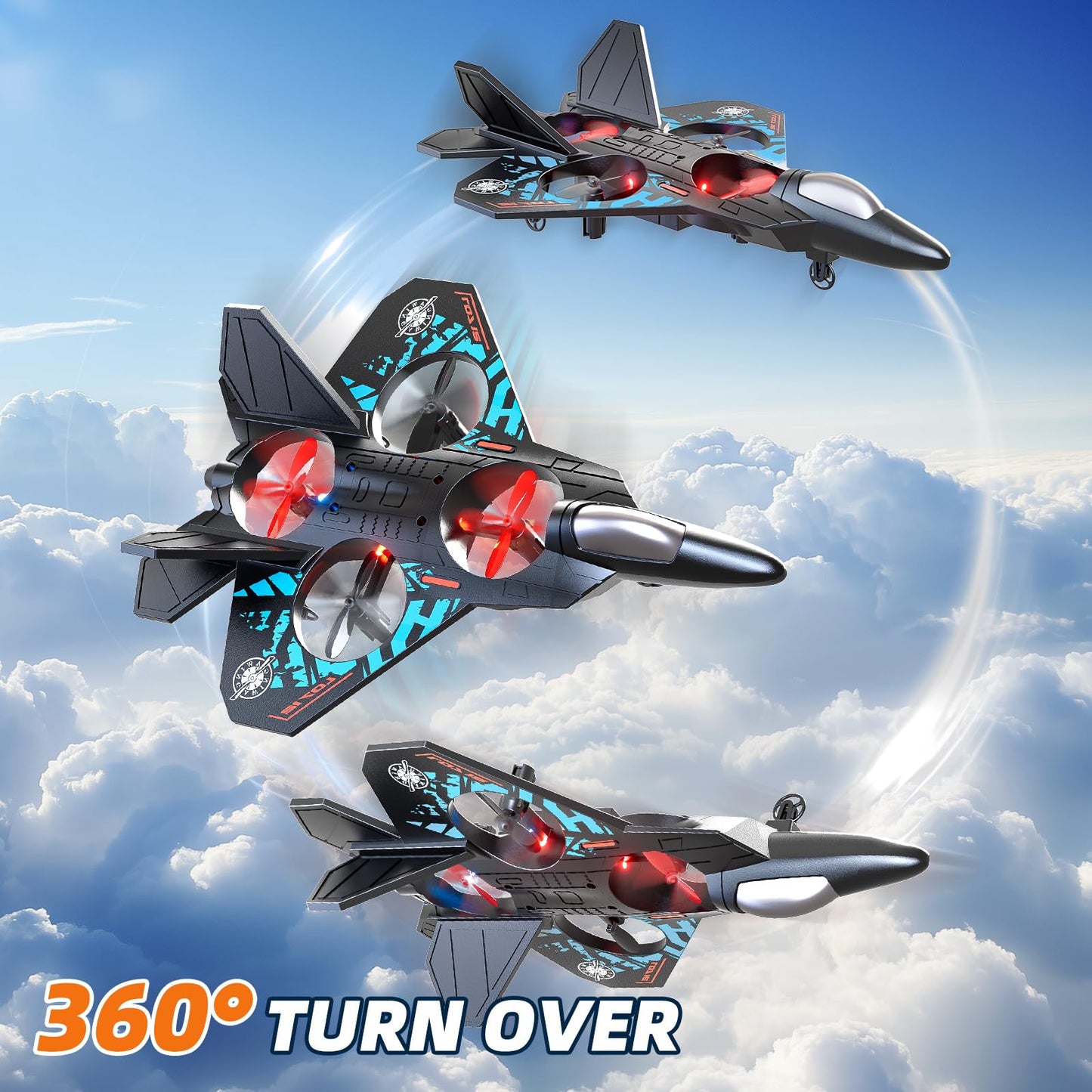 MSKOLER Foam Remote Control Airplane for Kids 8-12, 2.4 GHz RC Plane with Colorful Lights, 360° Flips & Stunt Roll, RC Airplane Toy for Boys and Girls Ages 8-16, Boy Toy for Kids and Adults
