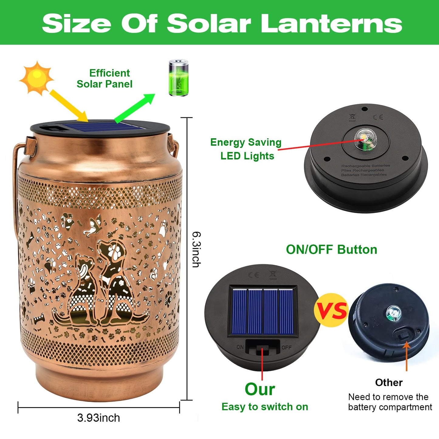 2 Pack Dog Solar Lanterns Outdoor Waterproof Garden Decor, Dog Gifts for Mothers Day Women Mom Grandma Birthday, Metal Hanging Solar Lights for Outside Yard Patio Pathway Backyard Porch