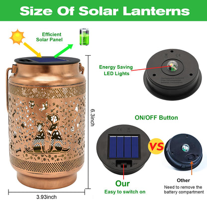 2 Pack Dog Solar Lanterns Outdoor Waterproof Garden Decor, Dog Gifts for Mothers Day Women Mom Grandma Birthday, Metal Hanging Solar Lights for Outside Yard Patio Pathway Backyard Porch