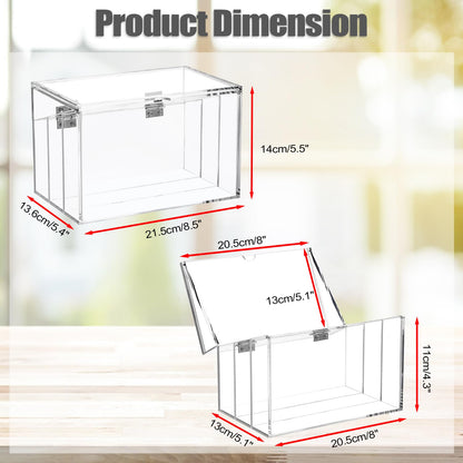 BTSKY Clear Acrylic 5 x 8 inch Index Card Box with Sign Lid & Removable Inserts, Divided 3-Compartment Index Card Holder Notecard Box Photo Storage Organizer for Filling Note Cards,Flashcards, Recipes