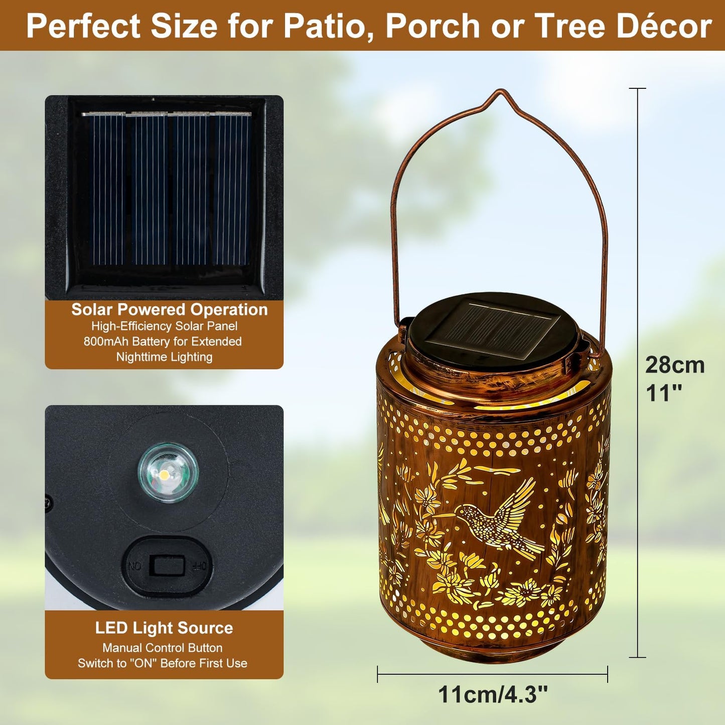 Adebime Hummingbird Solar Lanterns, Birthday Gifts for Women Mom Grandma, Outdoor Waterproof Hanging Garden Decor for Patio, Yard