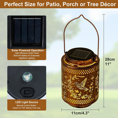 Adebime Hummingbird Solar Lanterns, Birthday Gifts for Women Mom Grandma, Outdoor Waterproof Hanging Garden Decor for Patio, Yard