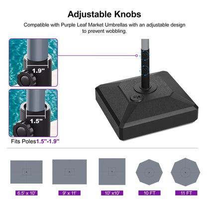 PURPLE LEAF HDML45 Patio Market Umbrella Stand Base with Wheels - 158 lbs Heavy Duty Outdoor Table Umbrella Base with Sand/Water, 21.7" X21.7" X 4.33"