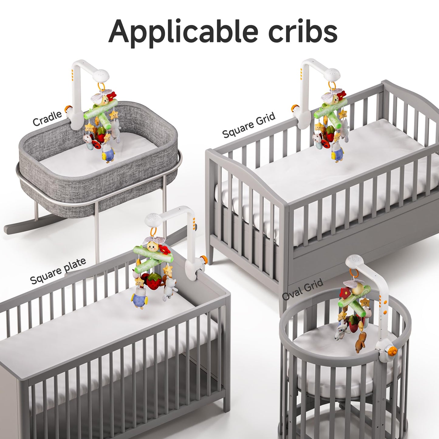 TUMAMA Crib Mobile with Music and Lights, Baby Mobile Cute Bee Crib Toys Hanging, Remote Control Nursery Mobiles for Bassinet, Rotation, Starlight Projection and Lullabies for Babies
