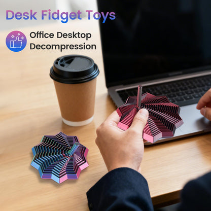 2 PCS 3D Printed Sensory Fidget Star with Handles, Colorful Fractal Expanded Fidgets Hexagon Whirling Spiral Star Shaped Toys for Office Desktop Decompression Toys Stress Relief Whirling Spiral