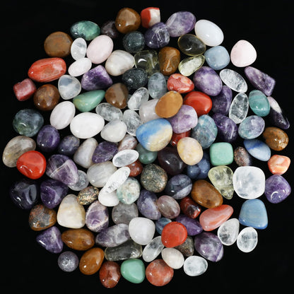 3.5lb Mixed Large Tumbled Crystal Stones Bulk,1″-1.3″, Approx 110 Pcs - Natural Assorted Polished Healing Crystals for Decoration, Healing, Rock Collecting, Cabbing, Wire Wrapping, Wicca & Reiki