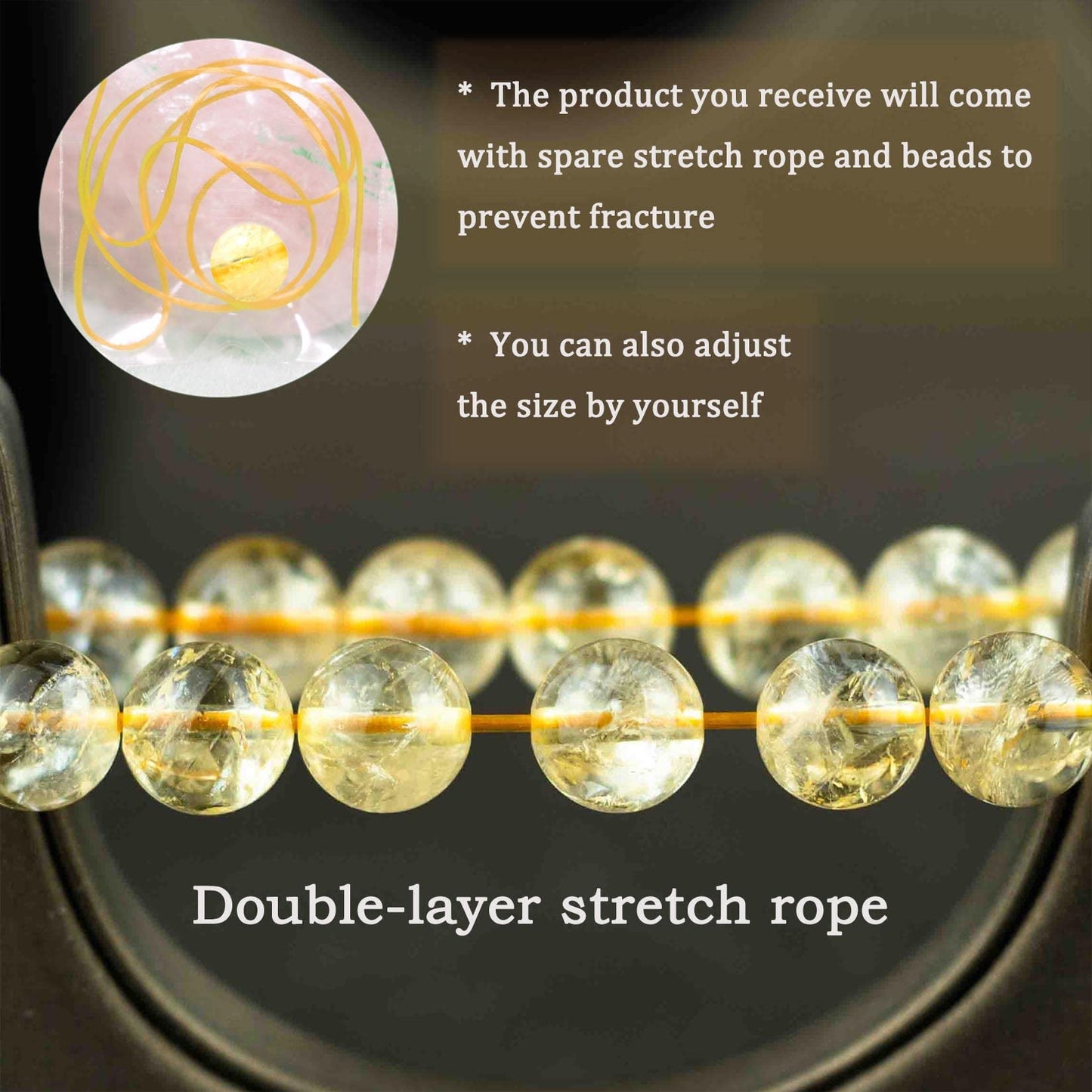 DAZCOLO 8mm Natural Gemstone Stretch Bracelet, Handmade Unisex Crystal Bracelets for Meditation, Yoga, Spiritual Healing & Positive Energy (Citrine)