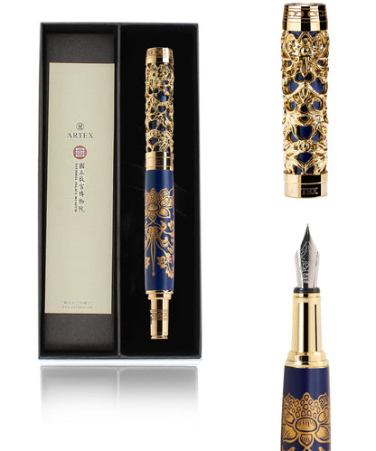 ARTEX Luxury Fountain Pen - Museum Art Collections - Crafting Timeless Beauty - the Best Gift & Office Desk Decor, German SCHMIDT Fine Nib, Solid Metal