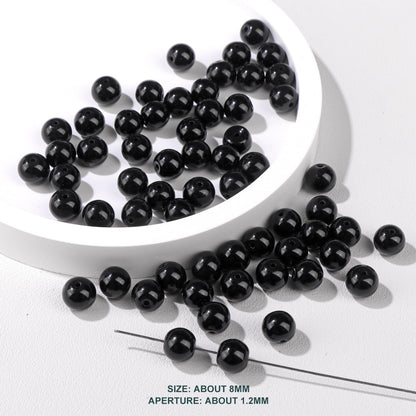Risyfjew 100PCS 8mm Natural Black Obsidian Beads Gemstone Round Loose Beads for Jewelry Making Chakra Crystal Stone Beads for Bracelets Necklace Earrings Making Supplies (100pcs/Strand)