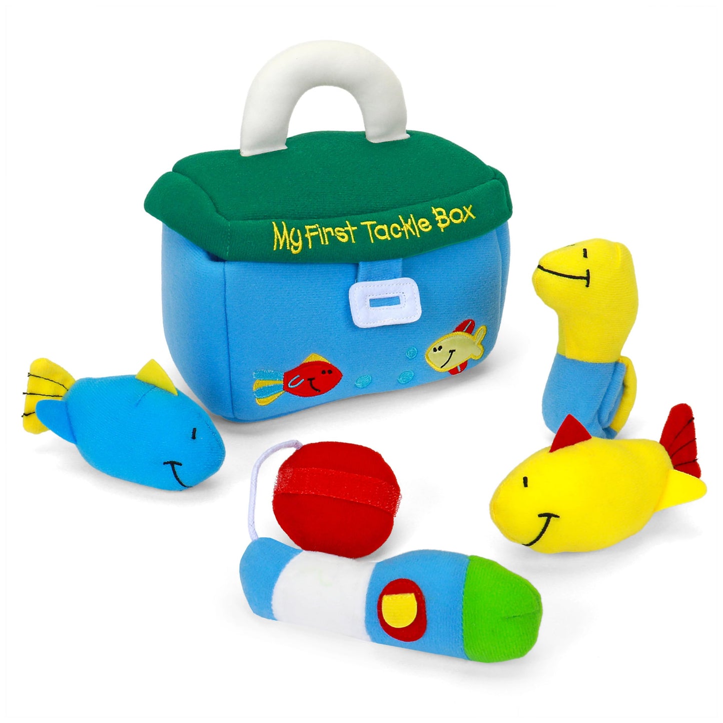 Baby GUND Play Soft Collection, My First Tackle Box 5-Piece Plush Playset with Rattle, Squeaker and Crinkle Plush Toys, Sensory Toy for Babies and Newborns, 8”