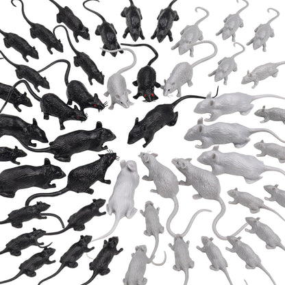 DOITEM 46 Pcs Plastic Fake Rat Plastic Mouse Toys Decorations Realistic Pranks Rats Simulated Small Mouse Mice Toys for April Fools Day Halloween Prank Party Supplies