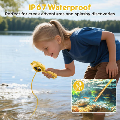Toy Borescope Camera with Ligh for Kids - Ourdoor Educational STEM Toy Gift for 4 5 6 7 8 9 10 Years Old Boys Girls Birthday, Kids Toy Camera for Outdoor Adventures & Nature Discovery (Yellow)