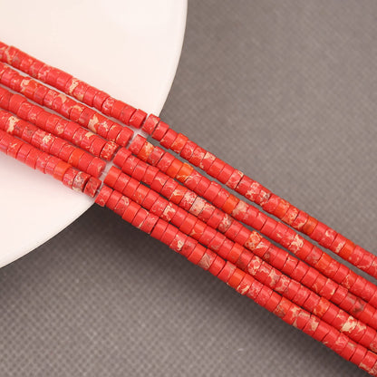 BONNY BOXX 150PCs Natural Red Imperial Jasper Spacer Beads, Loose Semi Precious Flat Round Gemstone Heishi Disc Stone Beads for Beading Jewelry Making 4mm*2mm