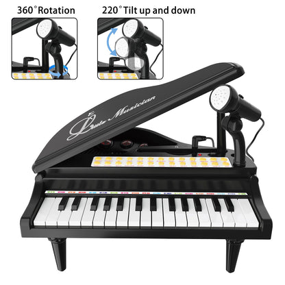 Losbenco Kids Piano Keyboard Toy, Toddler Electronic Musical Instrument Educational Toy with Microphone, Multiple Sounds, Record Playback, Lights & Stool, Birthday Gift for 3 4 5 6 7 Years Old Girls