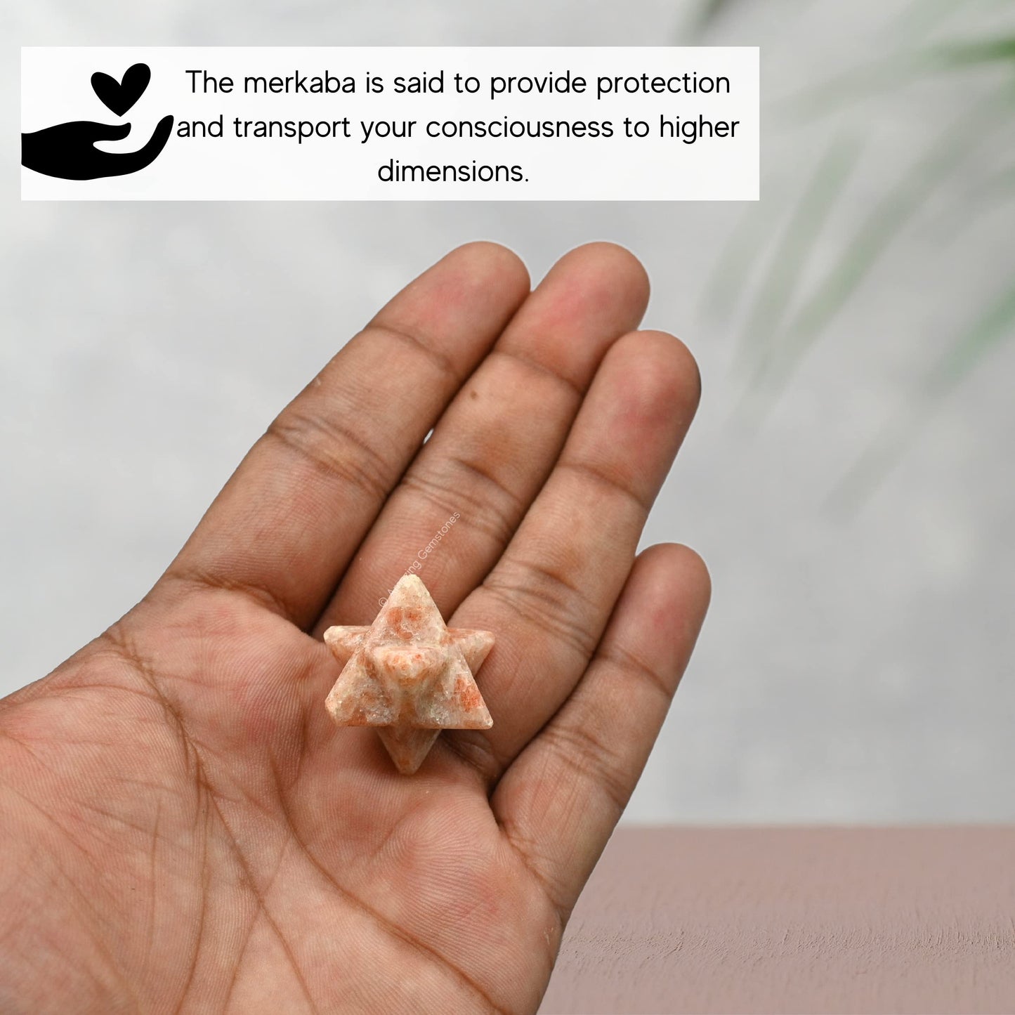 Amazing Gemstone Sunstone Merkaba Crystal - 0.75 Inches Metaphysical Merkaba Star for Meditation - Energetic Tetrahedron Crystal and Healing Stones and Healing (15-20mm)