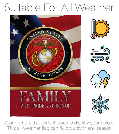 US Marine Family Honor Garden Flag - Armed Forces Corps USMC Semper Fi United State American Military Veteran Retire Official - House Banner Small Yard Gift Double-Sided Made in USA 13 X 18.5