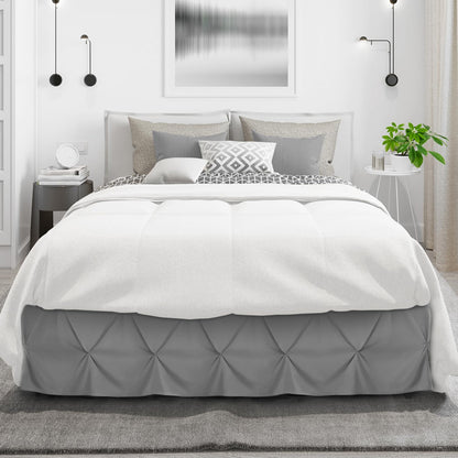 Nestl Dark Grey Bed Skirt Queen Size, Pinch Pleat Queen Bed Skirt, 14" Inch Drop Queen Bedskirt, Hotel Quality Gray Bed Skirts Premium Microfiber Bedskirt for Queen Bed, Dark Grey Bed Skirts