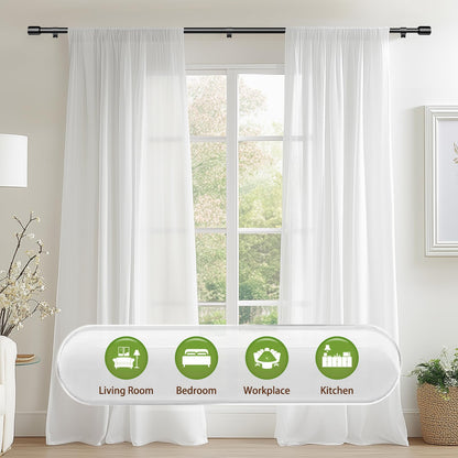 5/8” Diameter Curtain Rods 30-90 Inch, for 30-84 Inch Windows, Adjustable Splicing Black Curtain Rods for Windows with Brackets, Window Rod Long Small Curtains Rod