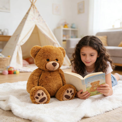 LotFancy 20'' Teddy Bear Stuffed Animals, Soft Cuddly Cute Plushies, Plush Toys with Footprint Design, Stuffed Animals for Girls Kids Baby Toddlers, Baby Shower Easter Birthday Gift Decor, Brown