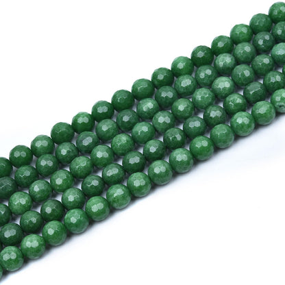 HAAMIIQII 8mm Grass Green Jade Faceted Round Stone Spacer Beads, Loose Gemstone Beads for Jewelry Making, DIY Bracelet, Necklace, Healing Crystal 15 Inch (51pcs)