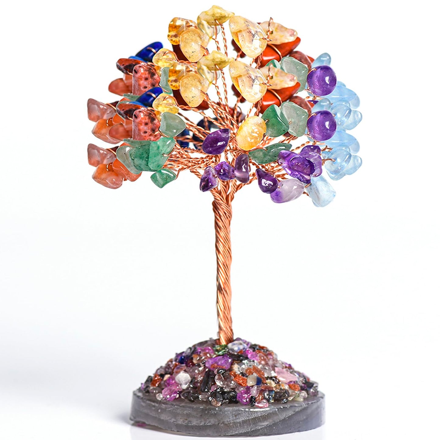 Ytbeoxk Seven Chakra Tree of Life,Money Dcorations,Crystals and Healing Stones,Reiki Positive Energy Gemstones 7 Chakra Tree,Purple Room Office Desk Feng Shui Decor Meditation Gifts for Women Men