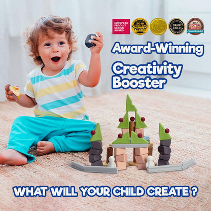 Taksa Toys Nature-Inspired Unique Reggio Emilia Learning Toys, Preschool Resources for Fine Motor Skills, Educational Building Blocks for Kids, Montessori Toys for 4 5 6 7+ Ages, Expert Pack 144 Pcs