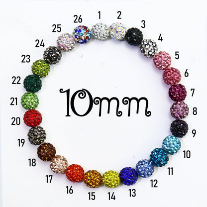 Dowarm 110PCS 10MM Rhinestone Beads for Jewelry Making, Round Polymer Clay Crystal Beads for Crafts Bracelet Necklace Earring Beaded Pen, Fancy Shamballa Disco Ball Diamond Bead