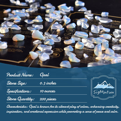Polished Opalite Crystal Chips 200 Pcs - 0.3" 10 oz Tumbled Stone Chips Crushed Sea Glass Stones Healing Reiki Crystal Making Home Decoration