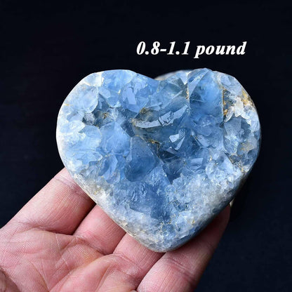 FZBHRO Extra Large Blue Celestite Geode Heart Healing Crystal Stone Collection Mineral Specimen with Stand Home Office Decor 1.3-1.7 Pound