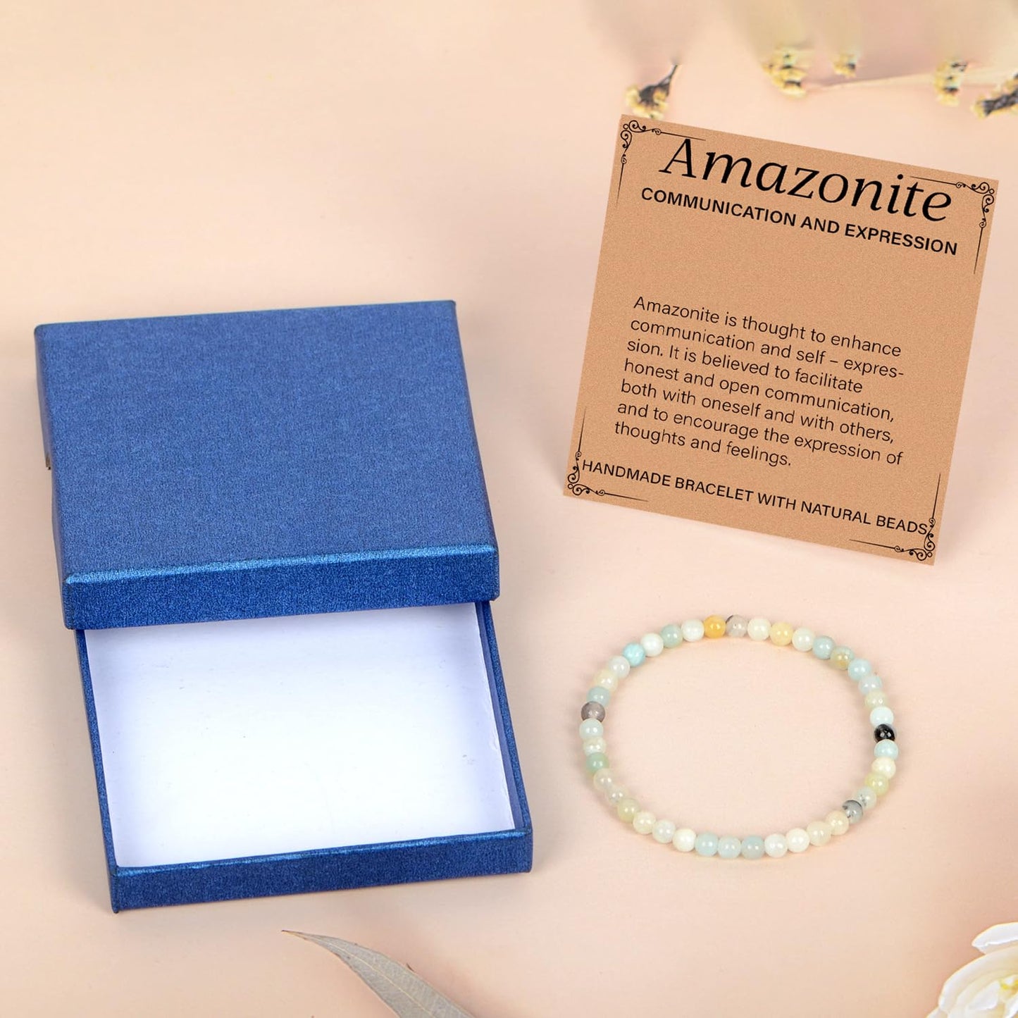 LPBeads Handmade Natural Gemstone Stretch Elastic 4mm Mulitcolor Amazonite Bracelet Healing Crystal Round Stone Beads Jewelry Gifts for Women Men