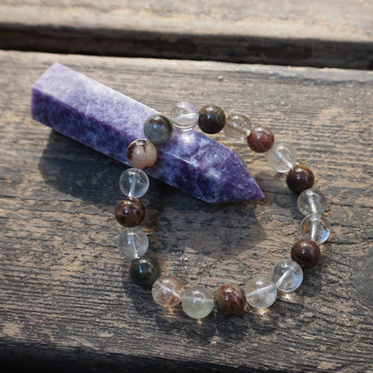 TaHLga Natural Green Ghost Phantom Quartz Bracelet, 10MM Round Beads, 7.5 Inches, Unisex Spiritual Jewelry