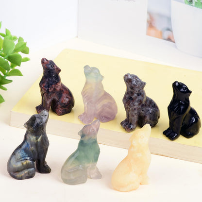 Ytbeoxk 2 Inch Mahogany Obsidian Wolf Crystal Statue Decorations, Wolf Decor Healing Crystal Wolf Figurines Hand Carved Stone Energy Gemstones for Luck Statue in Home and Office Meditation