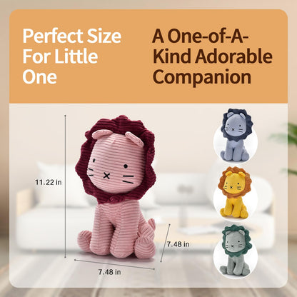 SILI FACTORY Lion Plush Corduroy (Green) 11" Stuffed Animal for Baby, Toddler, Kids, Adults - Lion Corduroy Toy-Adorable Toy Made from Kid-Friendly, Quality Material