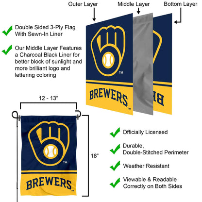 Milwaukee Brewers Double Sided Garden Flag
