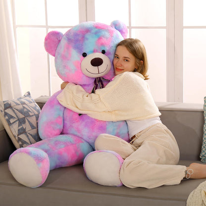 Tezituor Big Teddy Bear,Giant Rainbow Purple Teddy Bear Stuffed Animal,59 Inches Soft Plush Bear Toys,Girlfriend Baby Shower Life Size Bears Gifts for Valentines,Christmas,Birthday 5 Feet