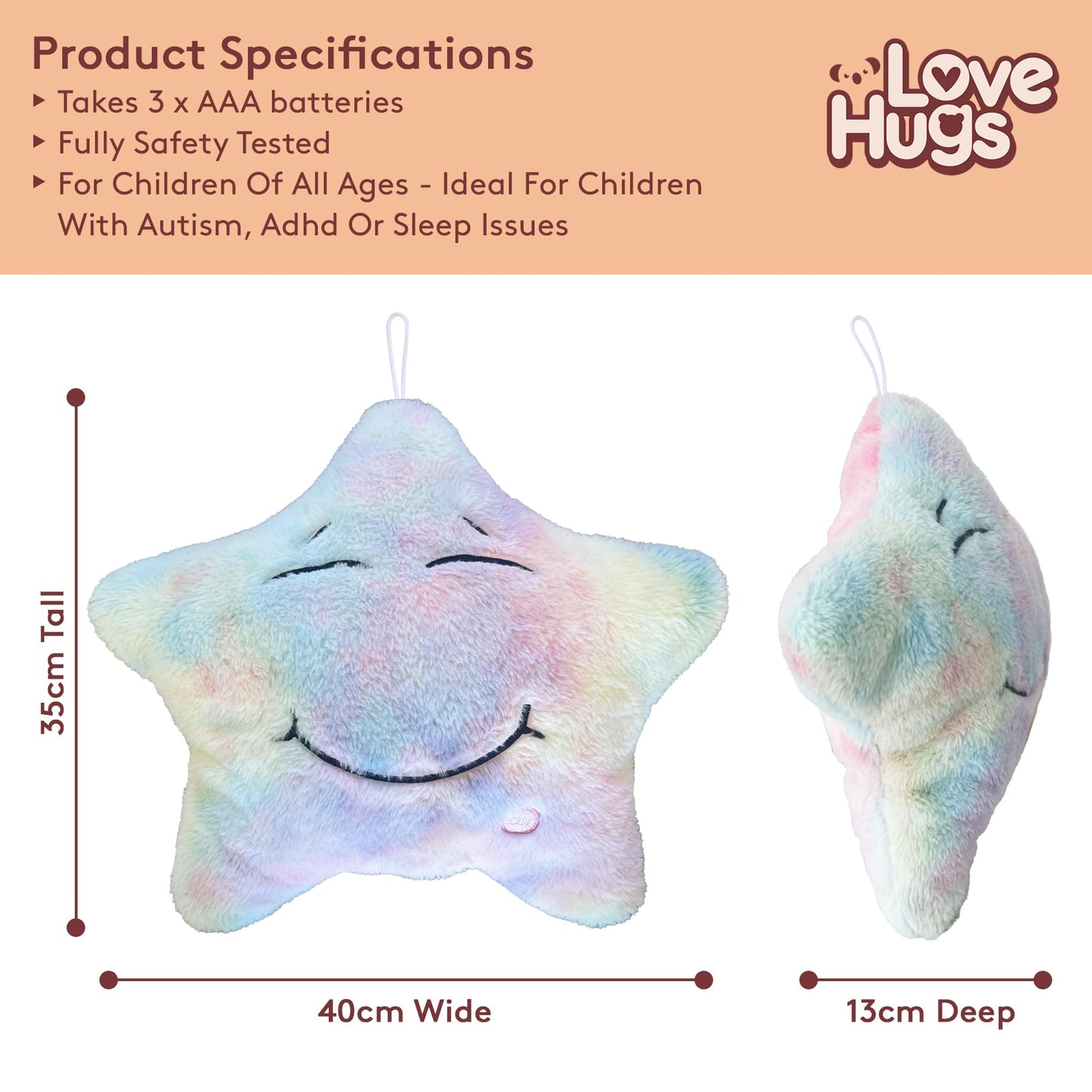 LoveHugs Musical Star Plush Sensory Light Up Newborn Autism Toys - Twinkle Twinkle Little Star Sensory Toys for Autistic Children