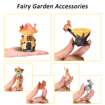Sparkle Race Fairy Garden Accessories Kit with Miniature Figurines, Fairy Village Kit for Kids, Gnomes Garden Decorations, Outdoor & Indoor Ornaments