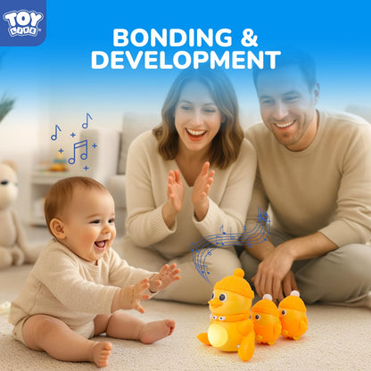 TOY Life Baby Tummy Time Toys 6-12 Months Musical Crawling Toys Dancing Duck Toy Set with Mama & Baby Ducklings, Interactive Duck Family, Easter Birthday Gift for 1 Year Old Boy Girl