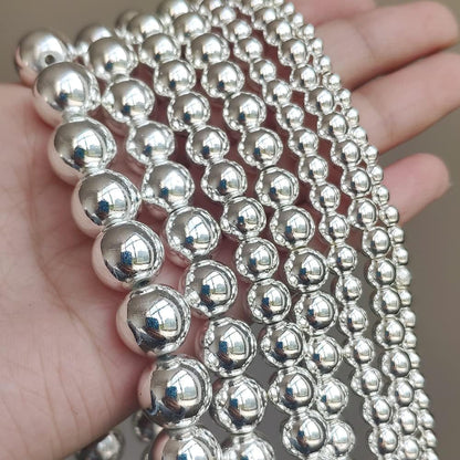 Yochus 45pcs Sliver Hematite Beads，8mm Healing Power Natural Stone Round Loose Gemstone Beads for Jewelry Making Earring Necklace DIY Crafts