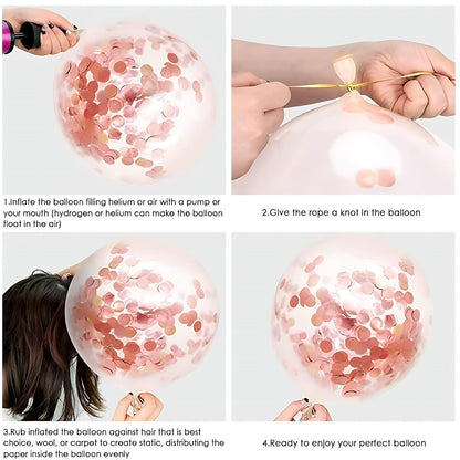 Hiquaty Rose Gold Balloons,60pcs Rose Gold and White Balloons 12 Inch,Rose Gold Ribbon for New Year Wedding Bridal Shower Party Decorations