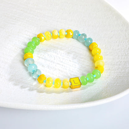 SLYAIH Colorful Beaded Initial Bracelets for Women Boho Crystal Beaded Elastic Stretch Bracelet A-Z Letter Bracelet Handmade Jewelry Gifts for Women