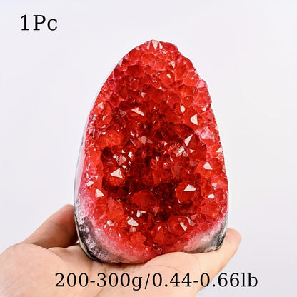 CrystalHola 1Pc Claret Raw Geode, 200-300g Quartz Cluster for Home Feng Shui Ornaments Energy Stone Healing Tools Meditation Feng Shui Decoration,Stone Display Piece, Mineral Specimen