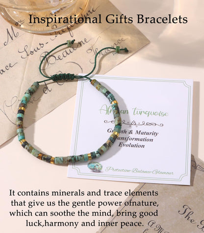 CASDAN Natural Crystal Healing Beaded Bracelet for Women Natural Stone Adjustable Braided Rope Bracelets Spiritual Inspirational Gifts Bracelets