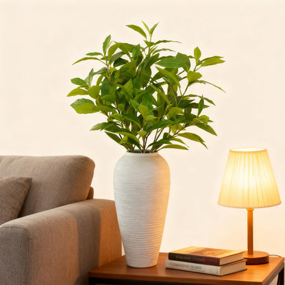 Abyjifar 3 Pcs Faux Greenery Plants, 28" Indoor Artificial Green Branches Plants Fake Seasons Stems Leaves in Vase for Table Fireplace Cabinet Livingroom Kitchen Festivals Home Decor (Green)