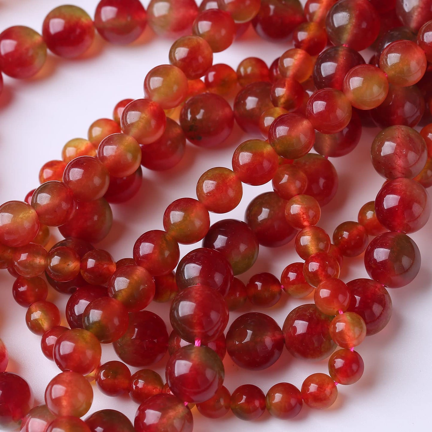 32PCS 10MM Mixed Double Chalcedony Stone Beads Energy Healing Beads for DIY Jewelry Bracelet Necklace Making for Jewelry Making 15Inch