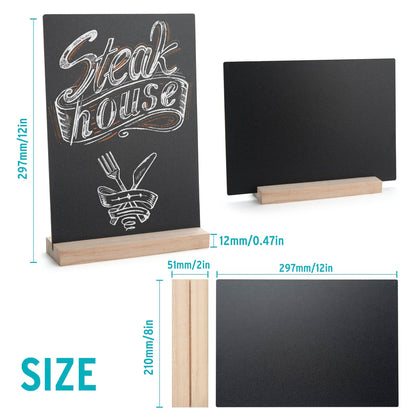 ONUPGO 8 x12 Inch Tabletop Chalkboard Sign with Base Stand, Menu Chalk Board Sign Store Food Signs, Message Boards for Party, Wedding, Tables Decoration, Bar and Restaurant