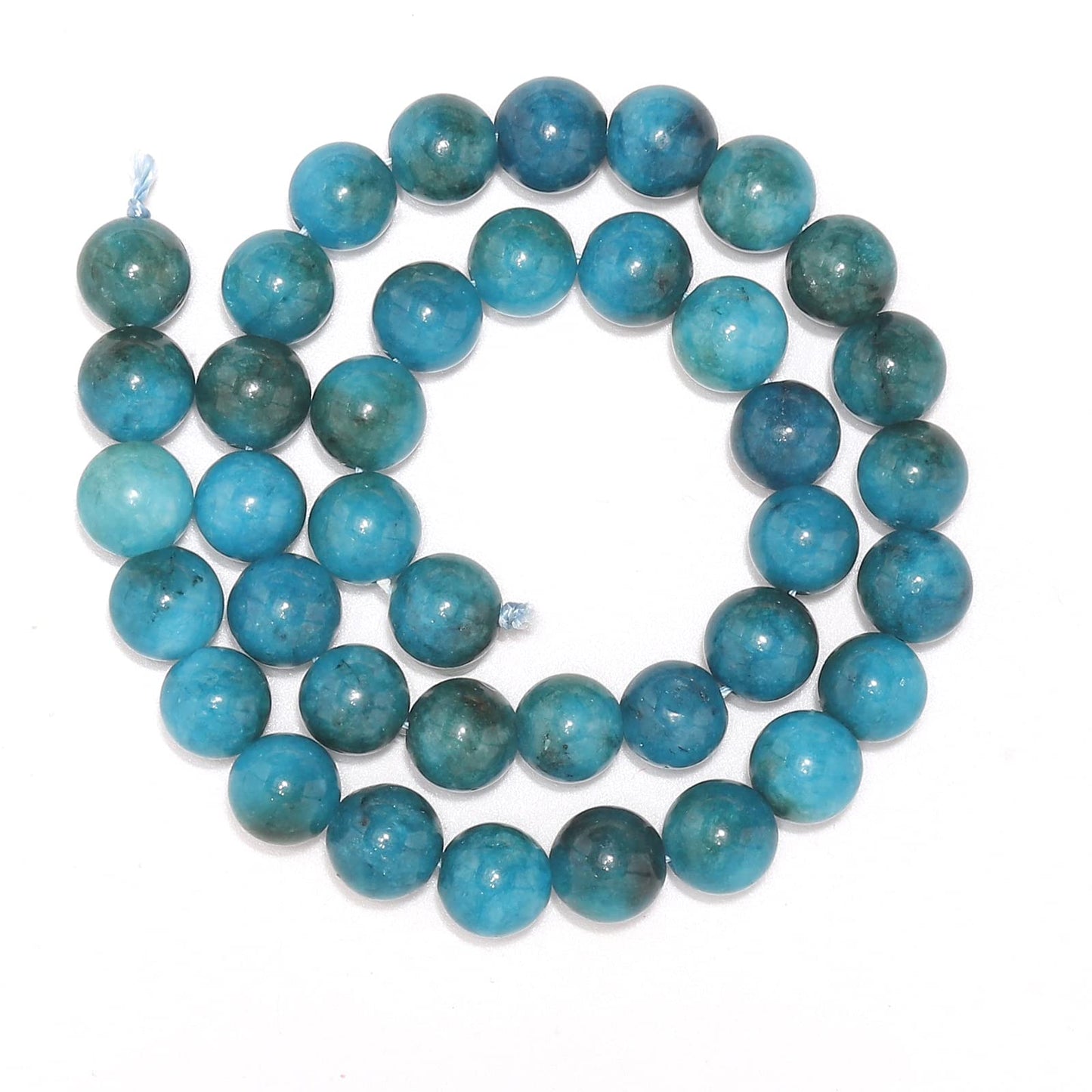 35pcs 10mm Natural Stone Beads Blue Apatite Beads Energy Crystal Healing Power Gemstone for Jewelry Making, DIY Bracelet Necklace