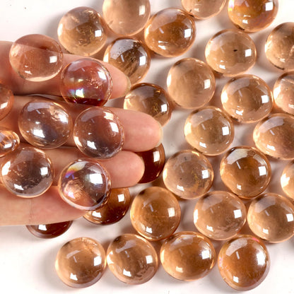 0.5 lb Pink Glass Beads for Vases, Glass Pebbles, Flat Marbles Stones for Vase, Aquarium, Candle, Crafts, Centerpieces and Wedding Decoration