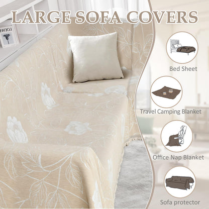SYJOVIA 1OO% Waterproof Sectional Couch Covers for Dogs L Shaped Corner Sofa Cover Washable Chenille Sofa Slipcovers Blanket Modern Jacquard Pet Furniture Protector (91"x252", Beige Flower)