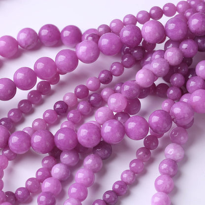 36PCS 12MM Purple Jade Beads Stone Beads Energy Healing Beads for DIY Jewelry Bracelet Necklace Making for Jewelry Making15Inch